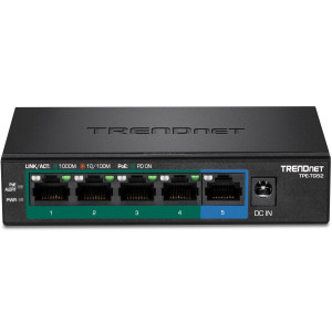 TRENDnet TPE-TG52 5-Port Unmanaged Gigabit Ethernet PoE+ Switch, 32W PoE budget